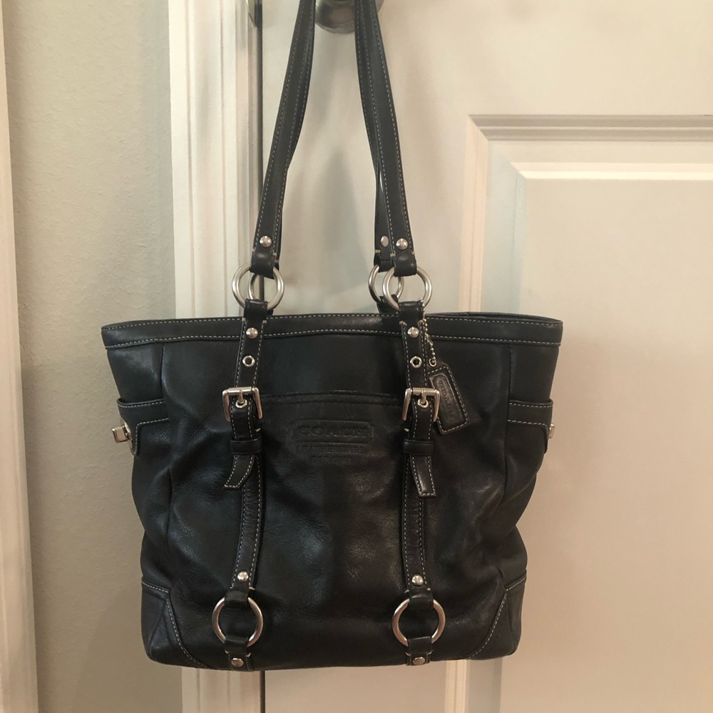 Coach F11524 Black Leather Tote Purse